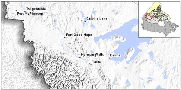 Map indicating area of interest for the Central Mackenzie Valley