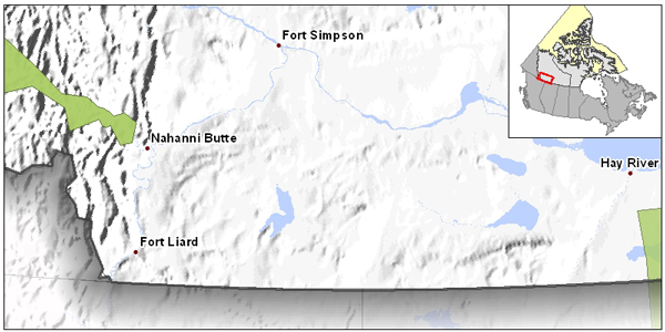 Image map of areas of interest for Southern Northwest Territories