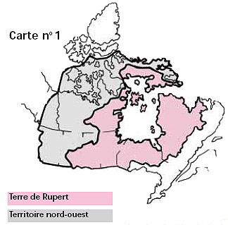 Carte du Canada accentuant la Terre de Rupert et les Territoires du nord-ouest