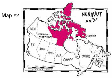 Map of Canada highlighting Nunavut