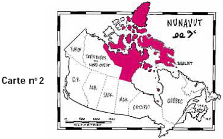 Carte du Canada accentuant Nunavut