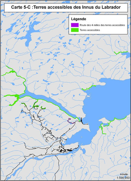 Carte 5-C : Terres accessibles des Innus du Labrador