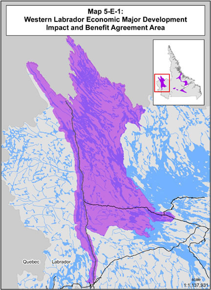 Map 5-E-1 Western Labrador Economic Major Development Impacts and Benefits Agreement Area