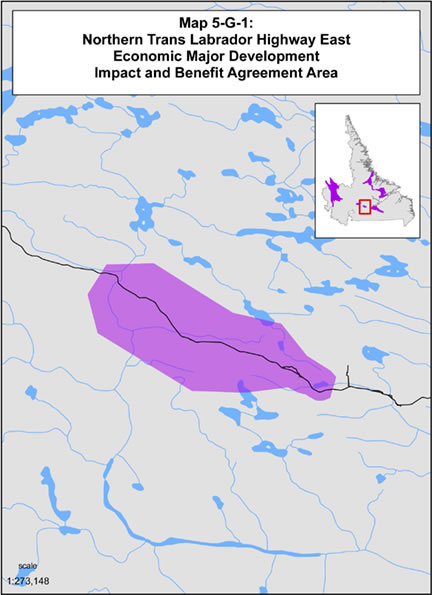 Map 5-G-1 Northern Trans Labrador Highway East Economic Major Development Impacts and Benefits Agreement Area