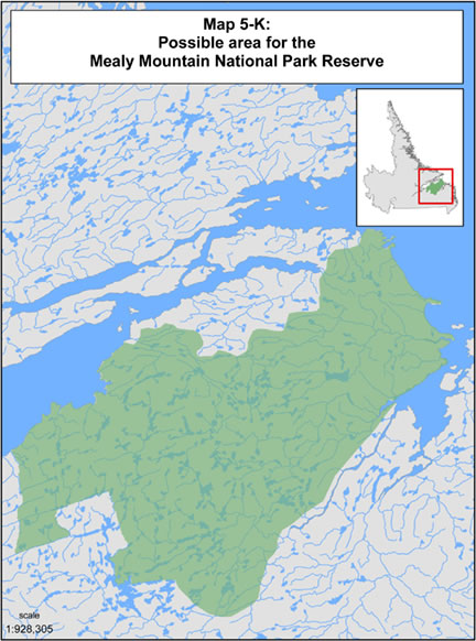 Map 5-K: Mealy Mountains National Park Reserve of Canada