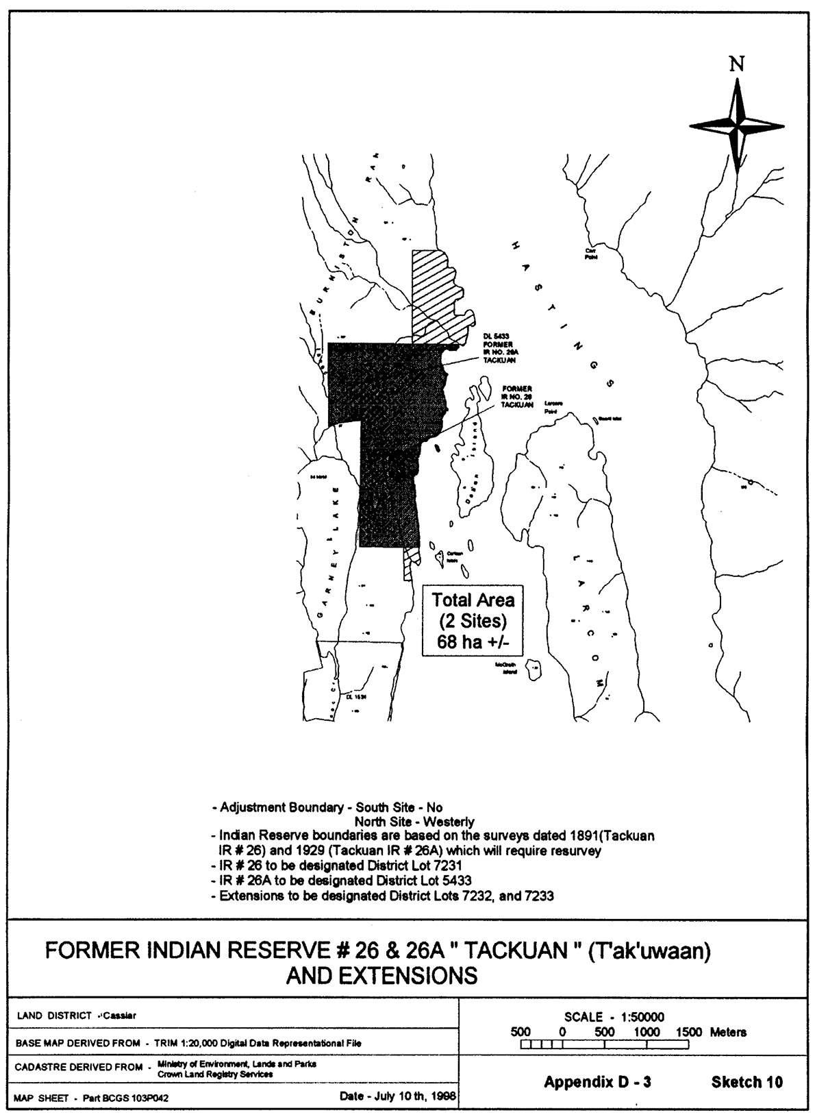 Former Indian Reserves No. 26 and 26A Tackuan (T'ak'uwaan) and extensions