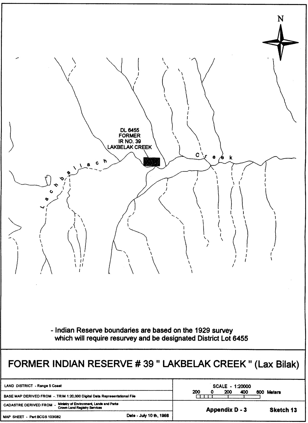 Former Indian Reserve No. 39  Lakbelak Creek  (Lax Bilak)