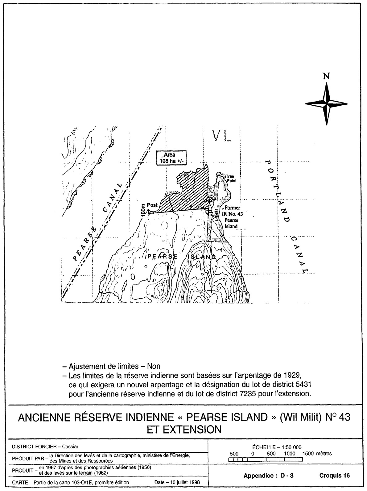 Ancienne réserve indienne « Pearse Island » (Wil Milit) n° 43 et extension