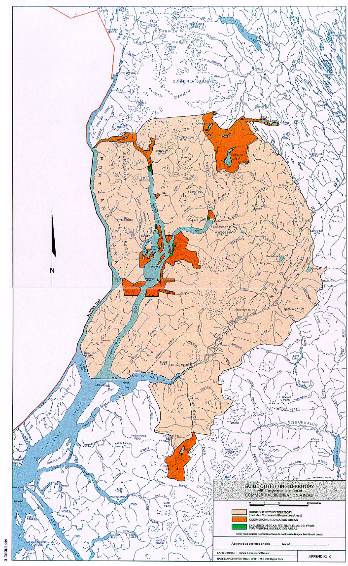 Map of Guide Outfitter Area with the General Location of the Nisga'a Commercial Recreation Tenure Areas