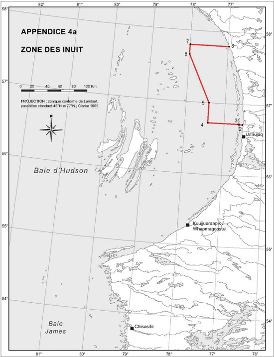 Appendice 4a - Carte de la zone des Inuit