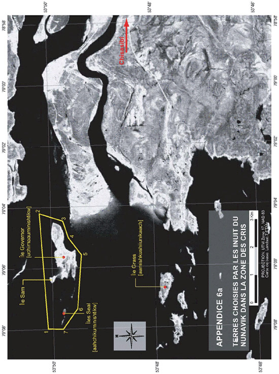 Appendice 6a - Terres choisies par les Inuit du Nunavik dans la zone des Cris