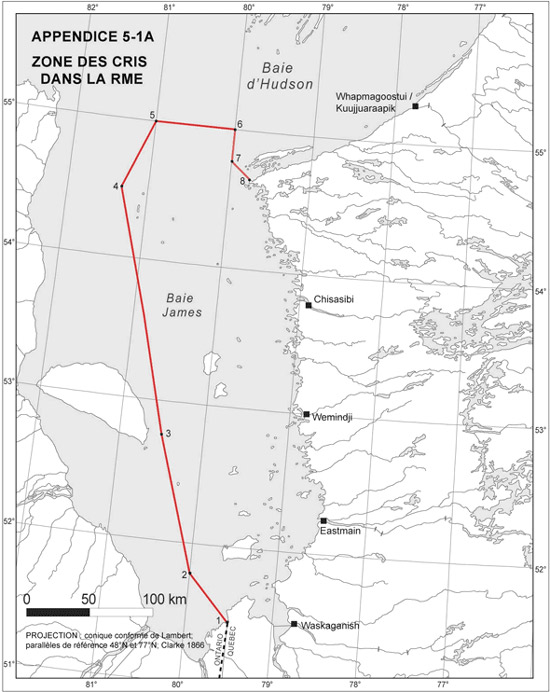 Annexe 5-1A Zone des Cris dans la Région marine d'Eeyou (RME)