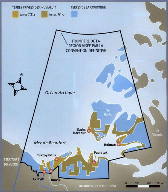 Carte de la région visée par la Convention définitive des Inuvialuit