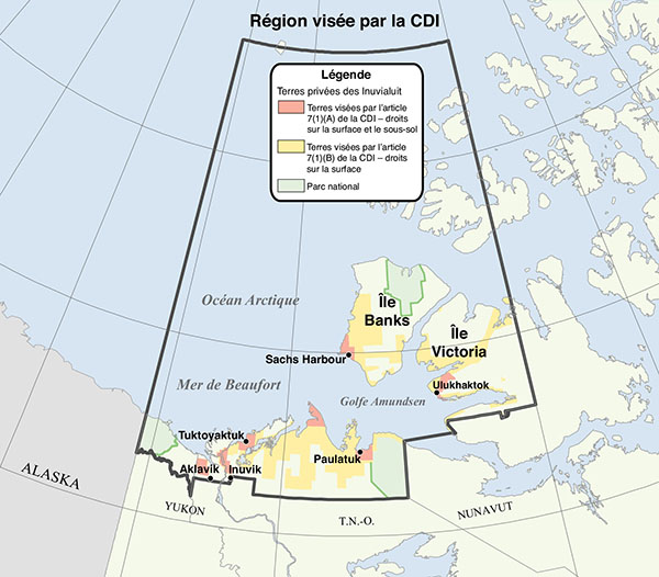 Carte: La Région des Inuvialuit visée par l’entente